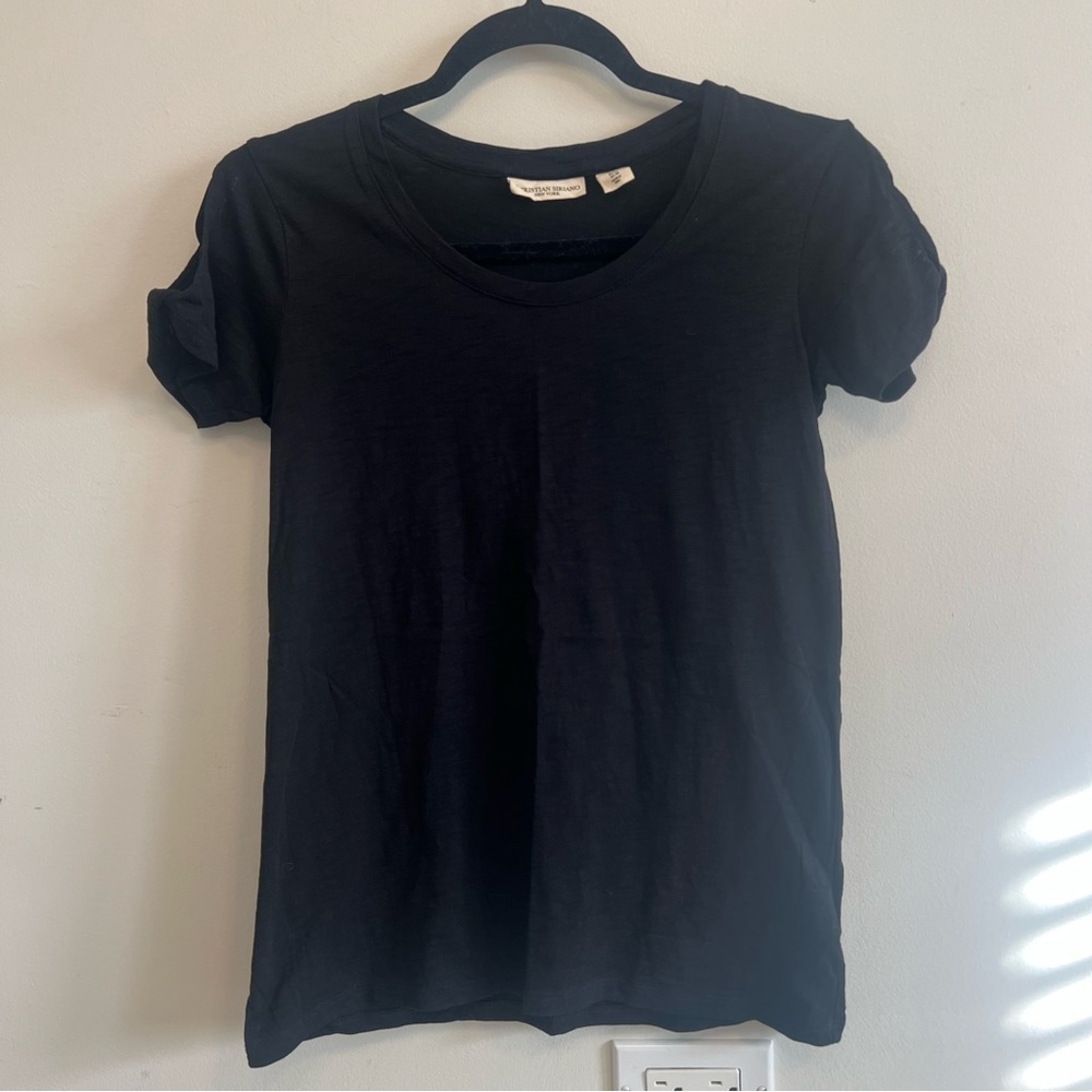 Christian Siriano Black Short Sleeve Tee Classic Casual Business Work